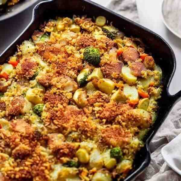 Картофельная запеканка с курицей и овощами